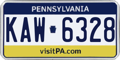 PA license plate KAW6328
