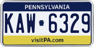 PA license plate KAW6329
