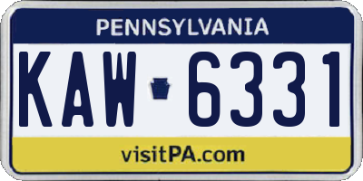 PA license plate KAW6331