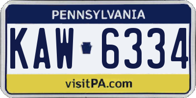 PA license plate KAW6334