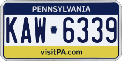 PA license plate KAW6339