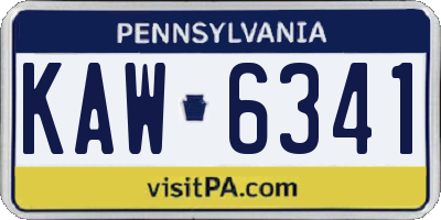 PA license plate KAW6341