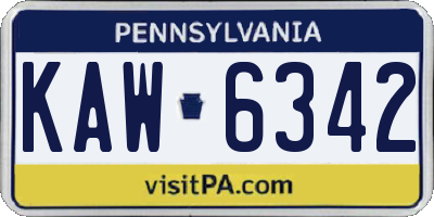 PA license plate KAW6342
