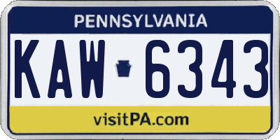 PA license plate KAW6343