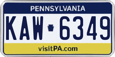 PA license plate KAW6349