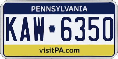 PA license plate KAW6350