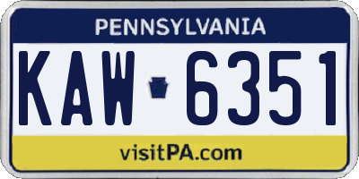 PA license plate KAW6351
