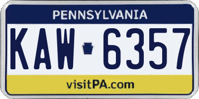PA license plate KAW6357