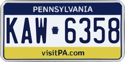 PA license plate KAW6358