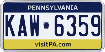 PA license plate KAW6359