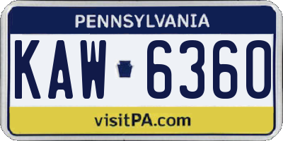 PA license plate KAW6360