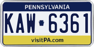 PA license plate KAW6361