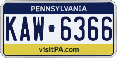 PA license plate KAW6366