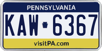 PA license plate KAW6367