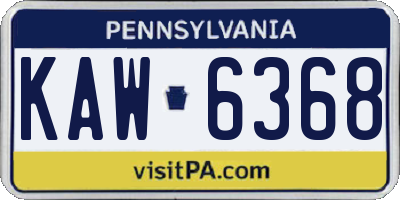 PA license plate KAW6368