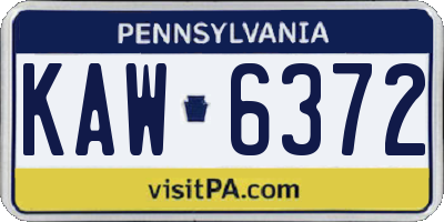 PA license plate KAW6372