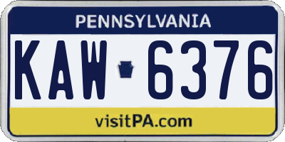 PA license plate KAW6376