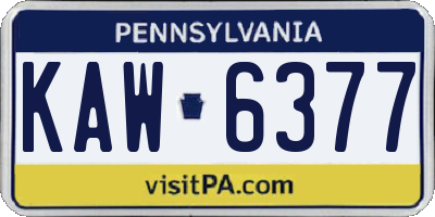 PA license plate KAW6377
