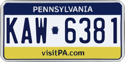 PA license plate KAW6381