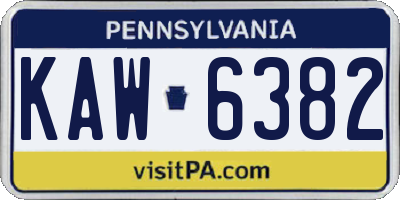 PA license plate KAW6382