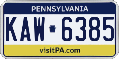 PA license plate KAW6385