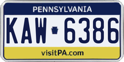 PA license plate KAW6386