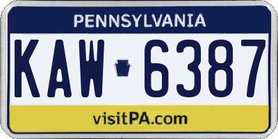 PA license plate KAW6387