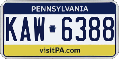 PA license plate KAW6388