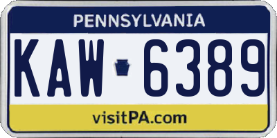 PA license plate KAW6389