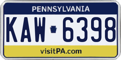 PA license plate KAW6398
