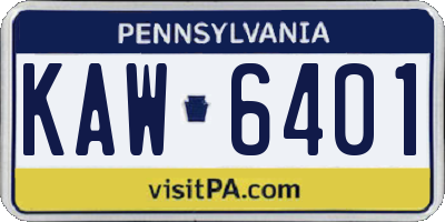 PA license plate KAW6401