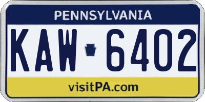 PA license plate KAW6402