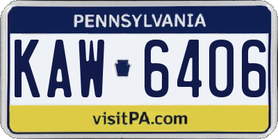 PA license plate KAW6406