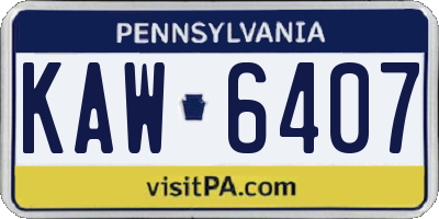 PA license plate KAW6407