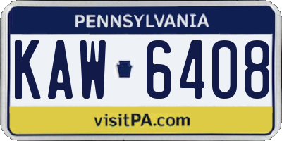 PA license plate KAW6408