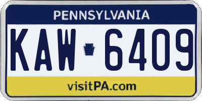 PA license plate KAW6409