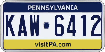 PA license plate KAW6412