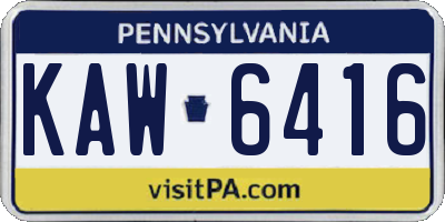 PA license plate KAW6416