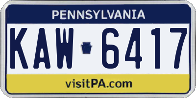 PA license plate KAW6417