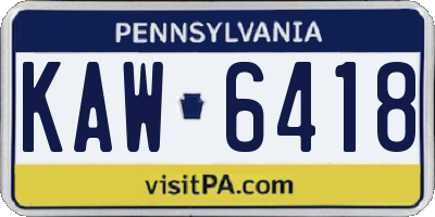 PA license plate KAW6418