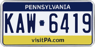 PA license plate KAW6419