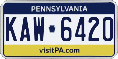 PA license plate KAW6420