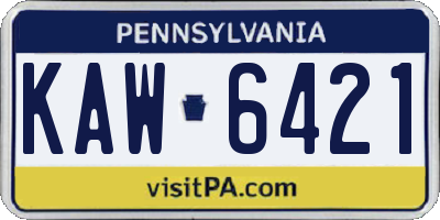PA license plate KAW6421