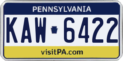 PA license plate KAW6422