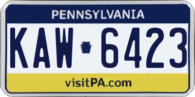 PA license plate KAW6423