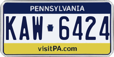 PA license plate KAW6424