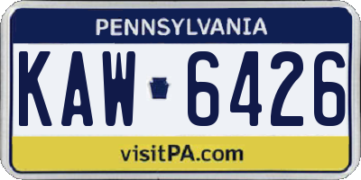 PA license plate KAW6426