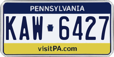PA license plate KAW6427