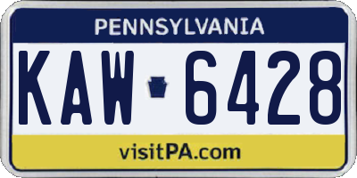 PA license plate KAW6428