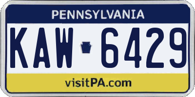PA license plate KAW6429